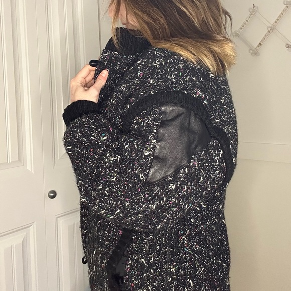 Vintage 90s Karizma Black Speckled Wool Bomber Jacket (Size S/M) - Picture 4 of 15